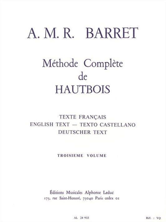 Méthode Complète De Hautbois Volume 3