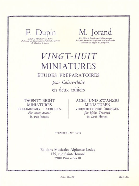 28 Miniatures Études Préparatoires for Snare Drum