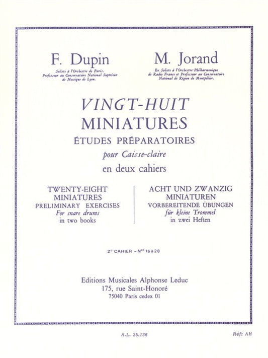 28 Miniatures - 2e Cahier - Nos 16 à 28