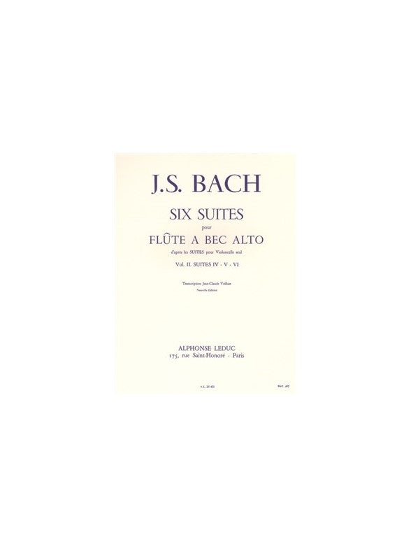 6 Suites Volume 2 n° 4-6 Flute a bec Alto