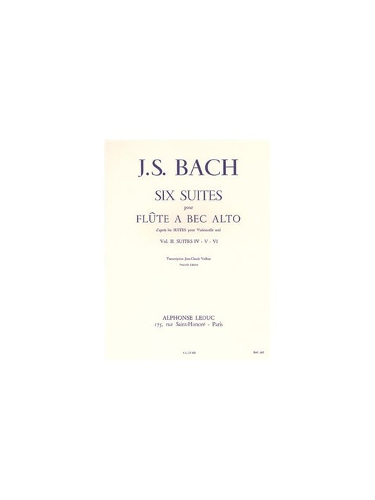 6 Suites Volume 2 n° 4-6 Flute a bec Alto