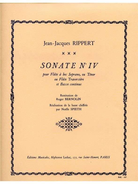Rippert Bernolin Sonate n° 4 Descant Recorder & BC