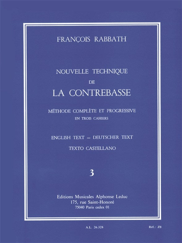 Nouvelle Technique de la Contrebasse, Cahier 3