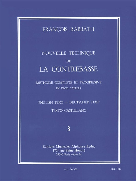Nouvelle Technique de la Contrebasse, Cahier 3