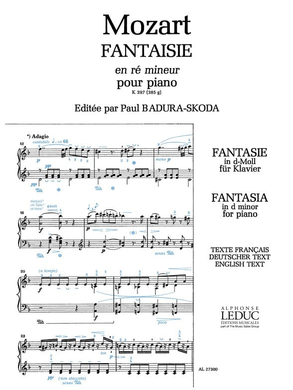 Fantaisie n° 3, K397 en ré mineur