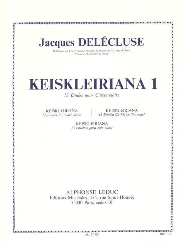 Keiskleiriana Volume 1 - 13 Études Pour Caisse - Claire