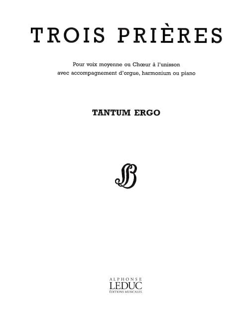Tantum Ergo (from 3 Prieres)