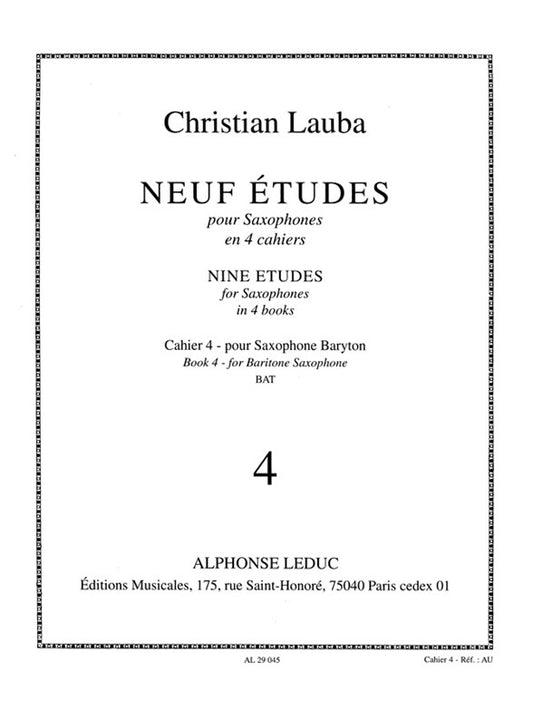 9 Etudes (9) pour Saxophones, cahier 4