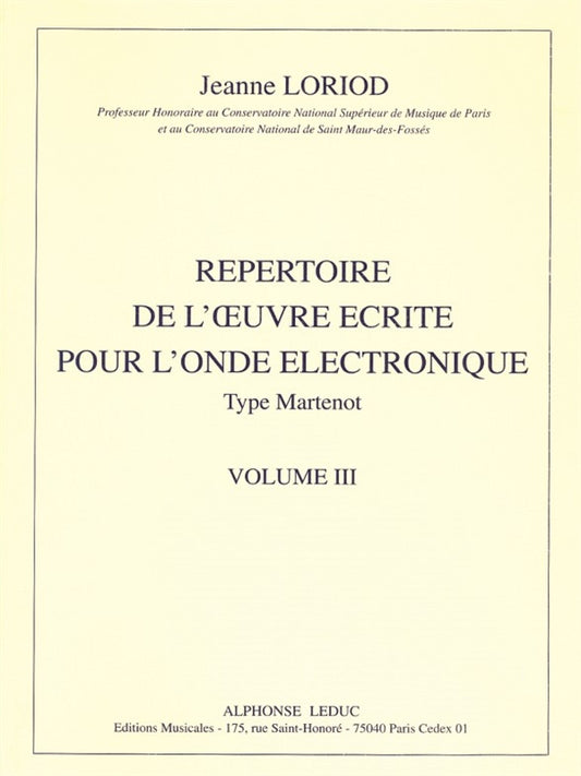 Repertoire De L'Oeuvre Ecrite Vol 3