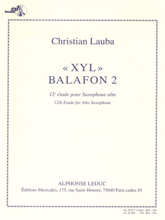XYL Balafon 2, 12th étude for Alto Saxophone