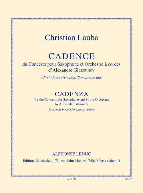 Cadence du concerto pour sax et orchestre a cordes
