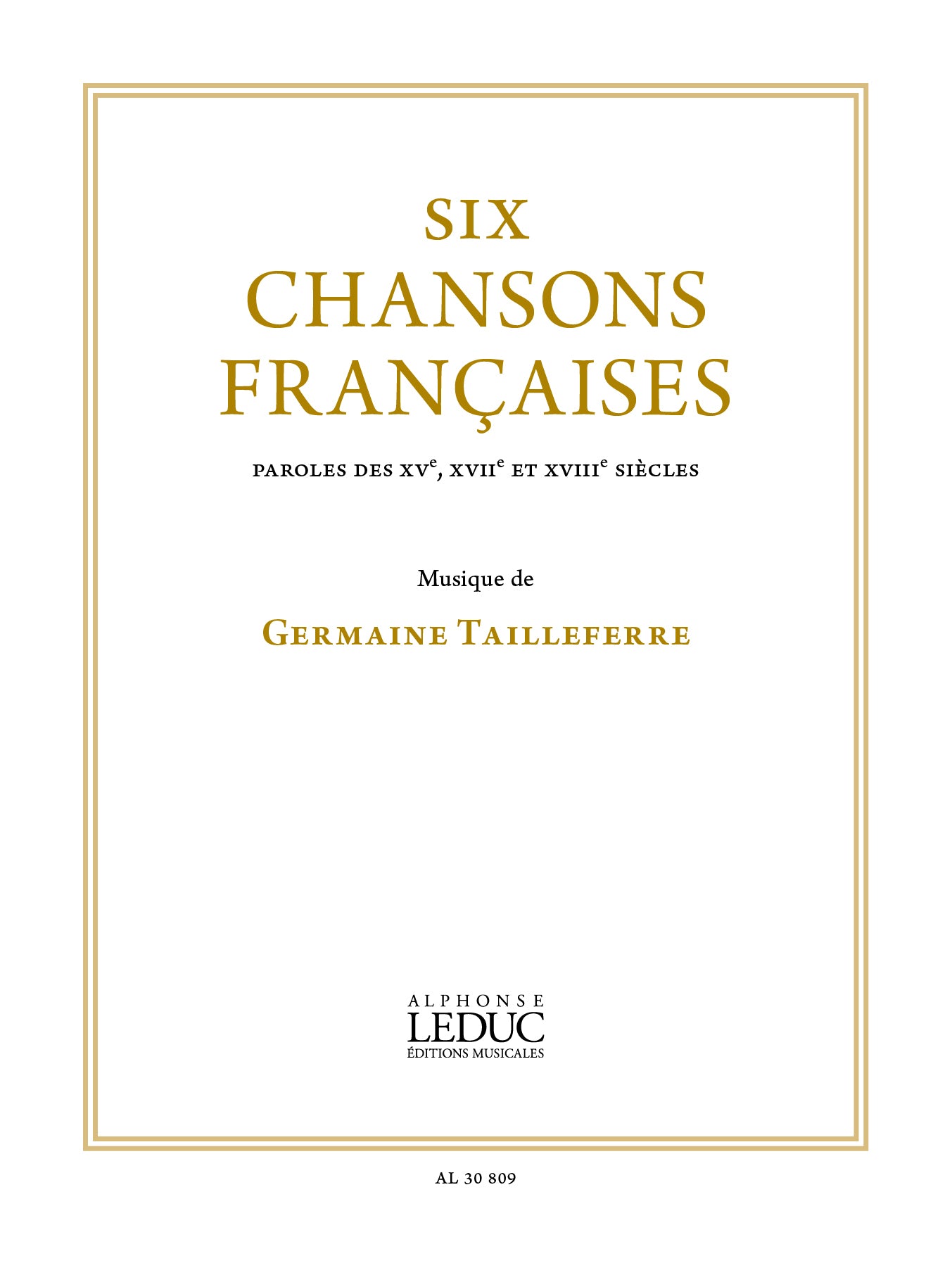 6 chansons françaises pour chant et piano