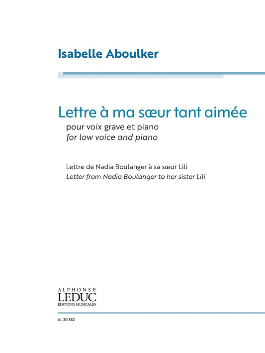 Lettre à ma soeur tant aimée