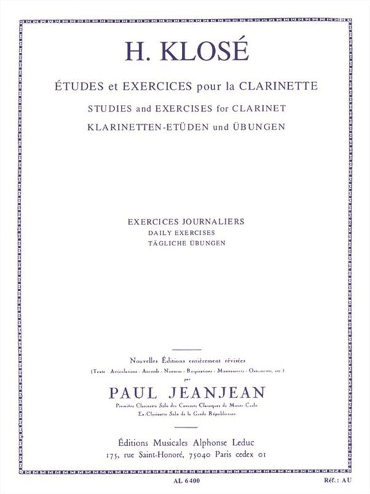 Exercises journaliers pour la clarinette