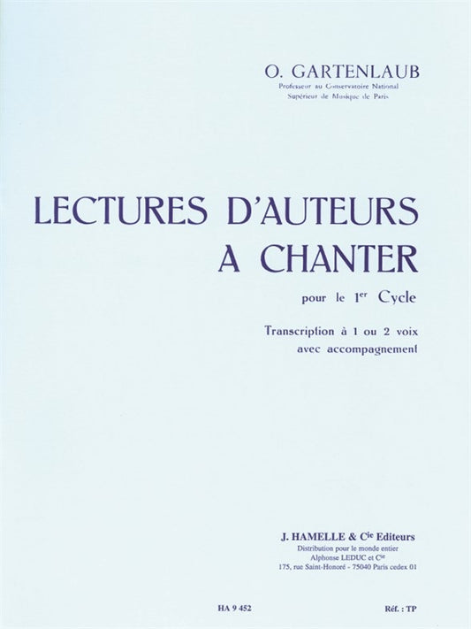 Lectures d'auteurs à chanter pour le 1er Cycle