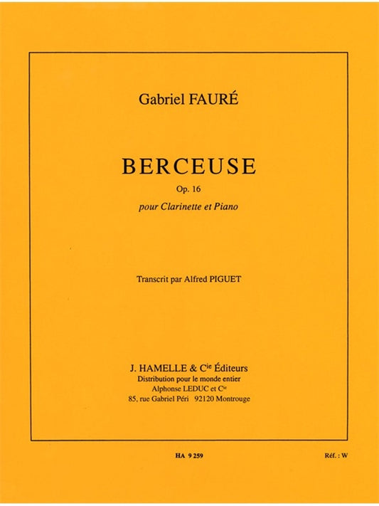 Berceuse Op.16 pour clarinette et piano