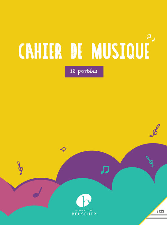 Cahier de musique 12 portées - reliure spirale