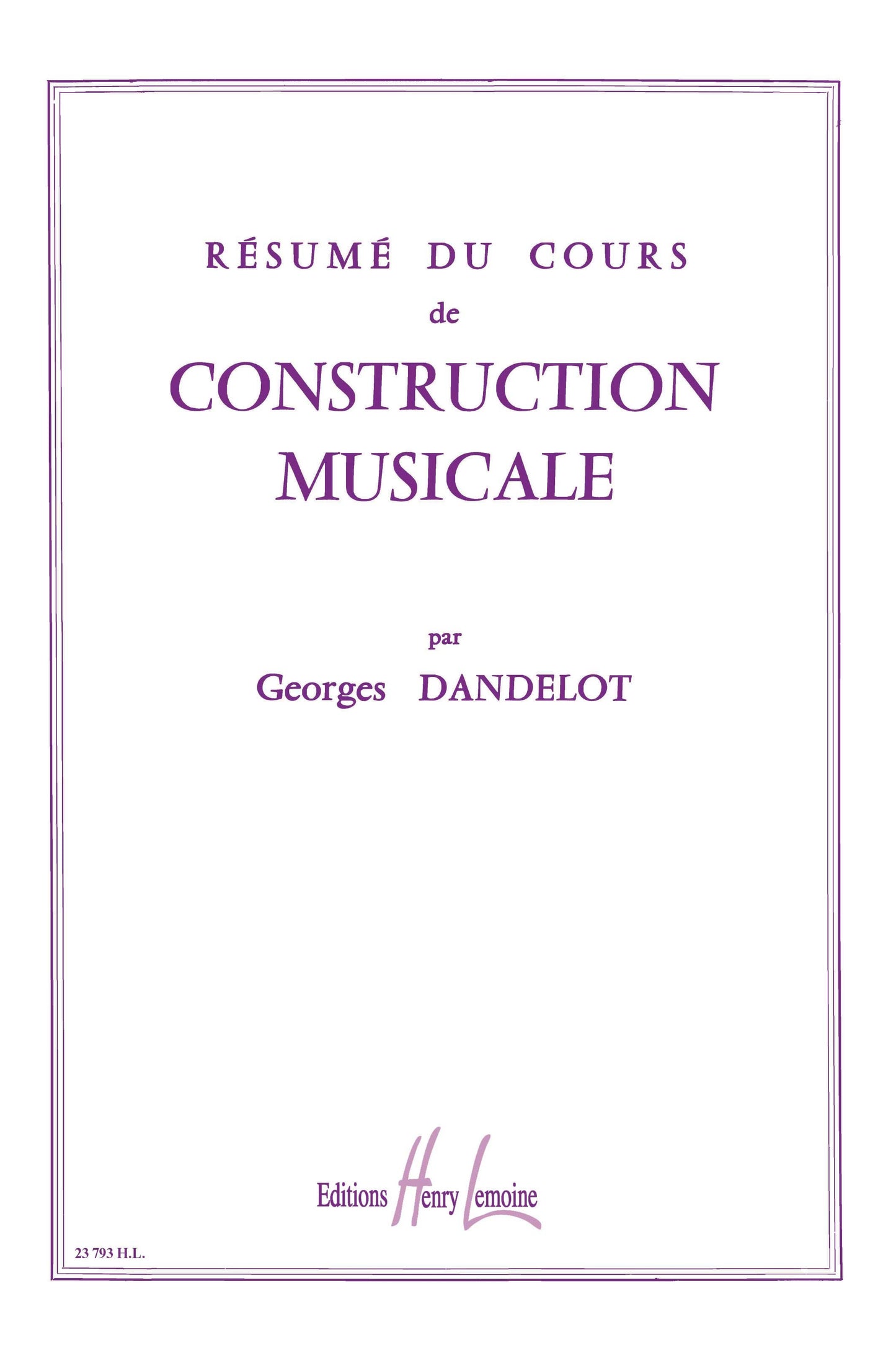 Résumé de cours de construction musicale